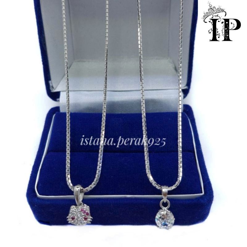 SET KALUNG ANAK / DEWASA PERAK ASLI SILVER 925 LAPIS EMAS PUTIH - MODEL KALUNG ITALISANTA - PERHIASA