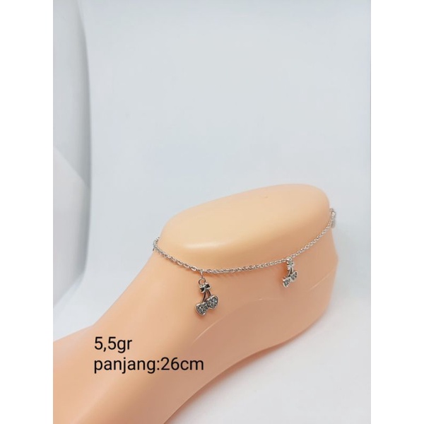 gelang kaki wanita nori +m.love full mp / gelang kaki perak 925/ gelang kaki fashion wanita