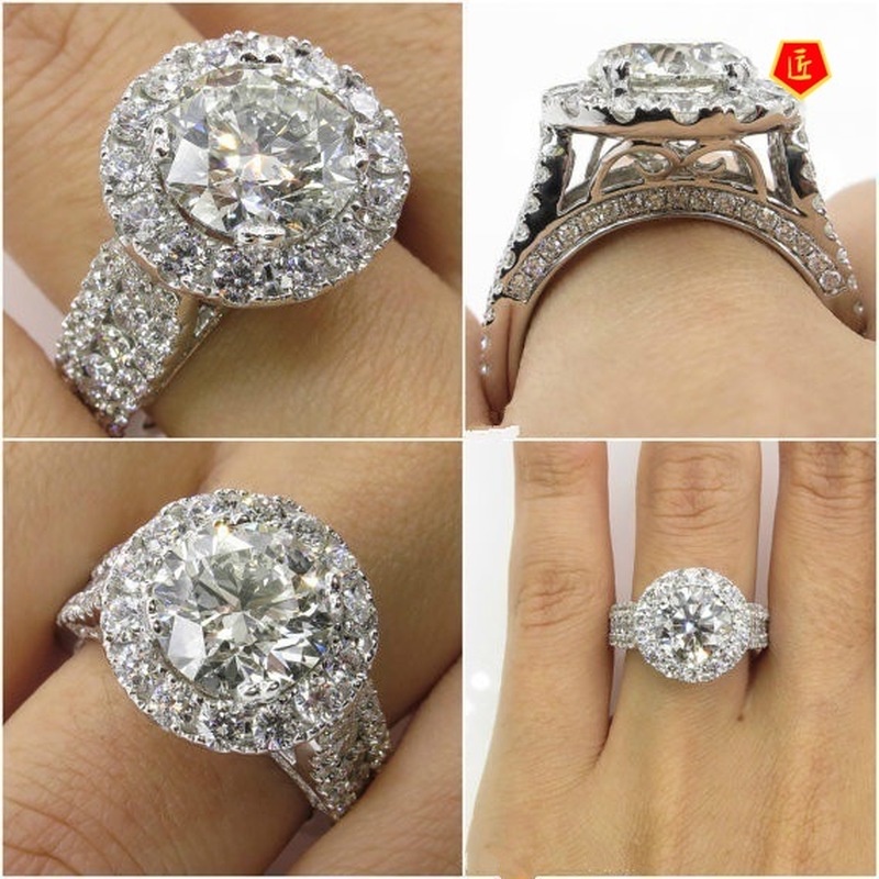 [Ready Stock]Micro-Inlaid Diamond Ring 925 Silver Women's Luxury Fashion