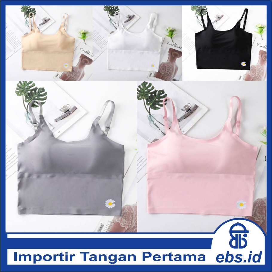 𝐄𝐁𝐒 ✅ PW107 Bra Tanktop Wanita Mulus Crop Top Tanpa Kawat With Cup Bra Import COD