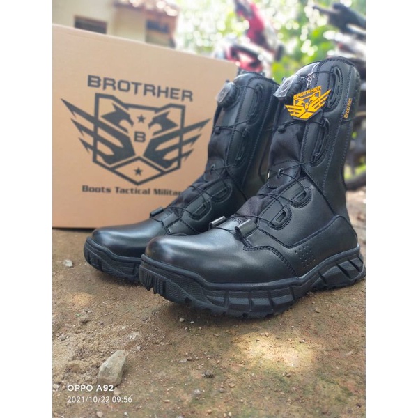 Sepatu Pdl Tali Putar Full Kulit Merk Brotrher Fitgo Devile Tni Polri