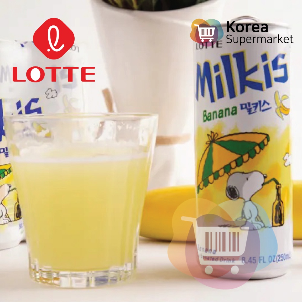 Lotte Milkis Banana 250ml/Susu Soda Rasa Pisang