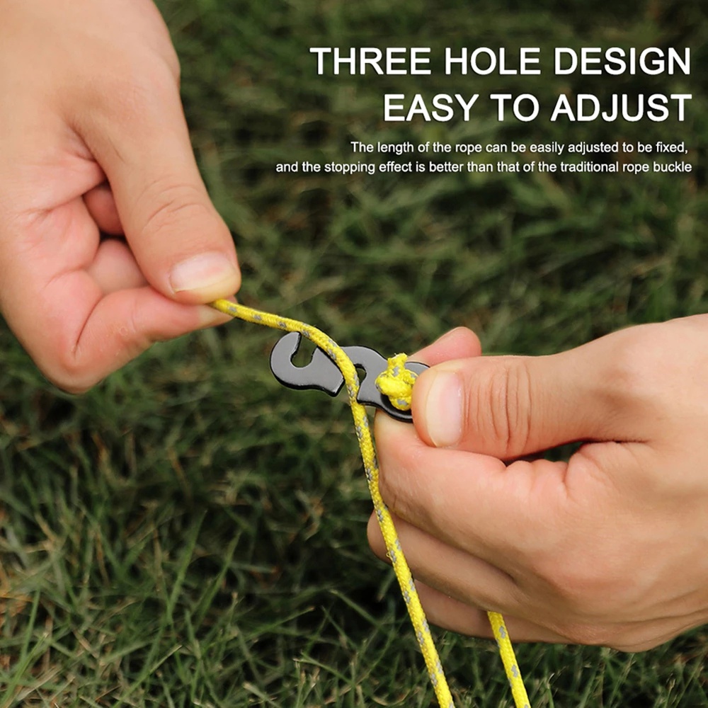 10 Pak Pengencang Tali Tenda Tipe S Adjustable Untuk Camping / Outdoor