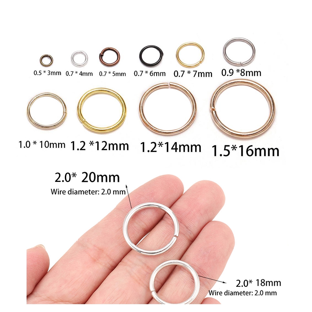 200pcs/pack 3 4 5 6 7 8 10 12 14 16 18 20 mm OPen Jump Rings Silver/Gold/Bronze Split Rings Connectors For Diy Jewelry