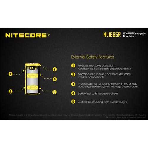 IDN TOOLS - NITECORE 16340 Micro USB Rechargeable Li-ion Battery 650mAh - NL1665R