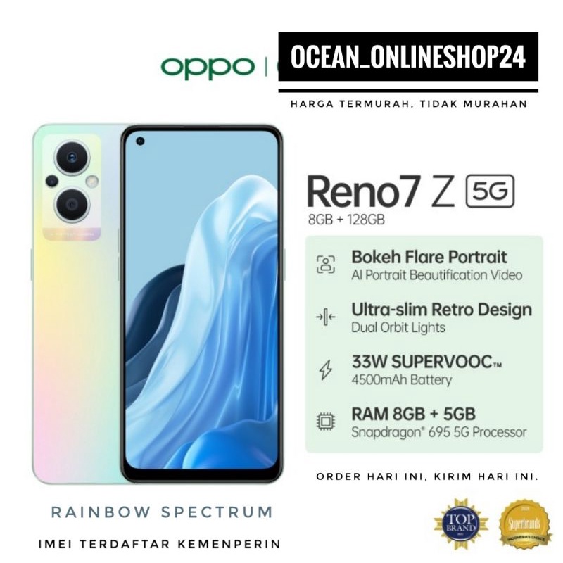 OPPO RENO 7 Z 5G RENO7z 5G RAM 8GB 128GB - RAINBOW - OLED - IPX4 - NFC - RESMI