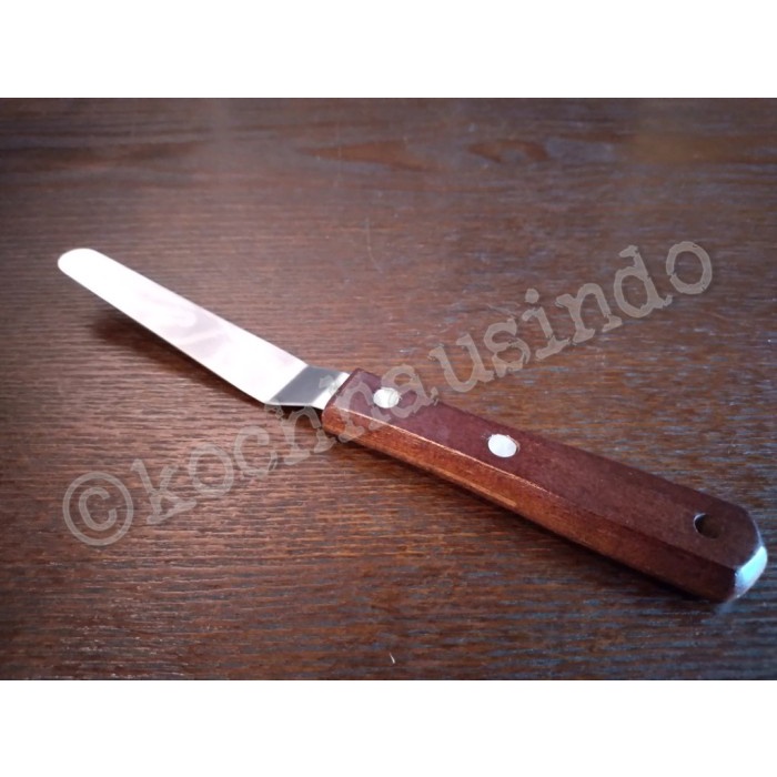 

KUE-PENGHIAS-ALAT- 4 INCH 10 CM WOODEN HANDLE CURVE KNIFE CAKE 10CM SPATULA BENGKOK -ALAT-PENGHIAS-