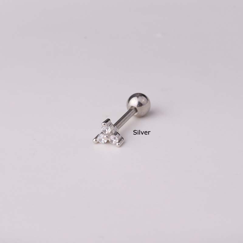 1 Pc 3 Batu Tindik Bahan Stainless Steel Ukuran 6mm Panjang 16gauge Helix Tragus