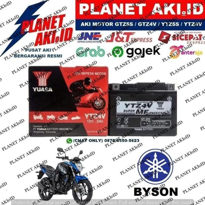Aki Motor Yamaha Byson YTZ4V YUASA Accu Kering MF planeta76 Segera Beli