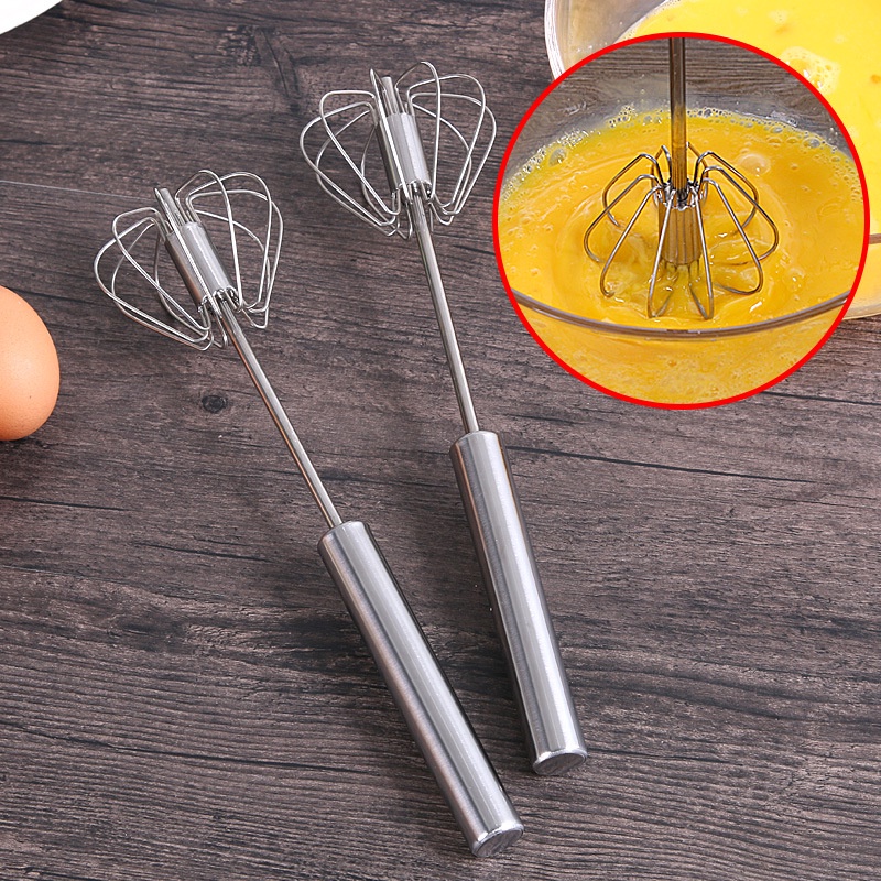 Tangan Push Gaya DIY Rotating Telur Kocokan Baking Mengalahkan Krim Blender Stainless Steel Semi Otomatis Pengocok Telur