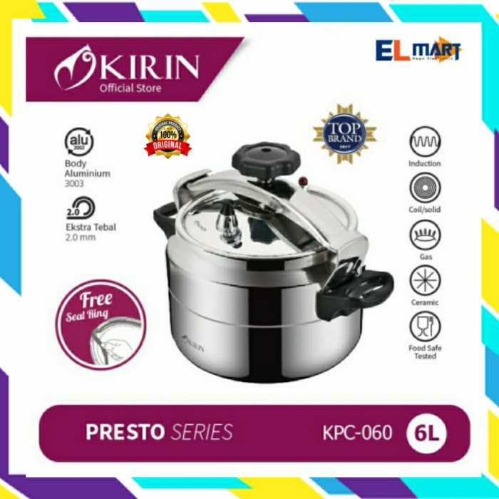 Panci Presto Kirin Pressure Cooker 6 Liter KPC060 KPC 060 6L Induksi