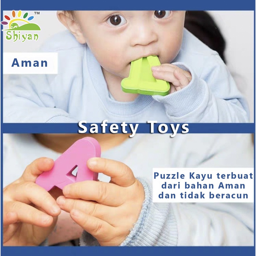 Mainan puzzle kayu bergambar mainan edukasi anak kids education toys wood letters