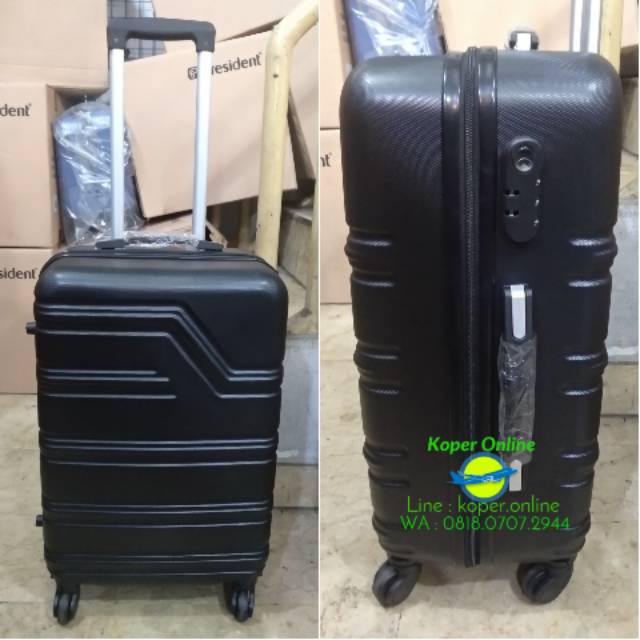 Koper Polycarbonate Alibaba Hitam roda 4 ukuran bagasi 22 inch