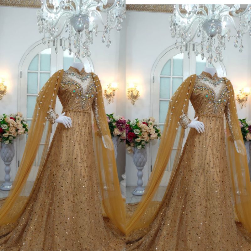 GAUN PENGANTIN MEWAH SLIM BEREKOR FULL PAYET MODERN //BAJU//KEBAYA