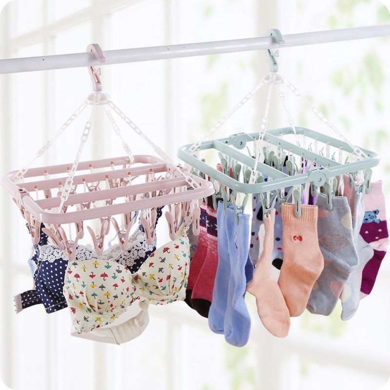 HANGER JEMURAN LIPAT / GANTUNGAN JEPITAN JEMURAN BRA /BAJU BAYI /KAOS KAKI /UNDERWEAR HANGER 32 JEPIT TERMURAH