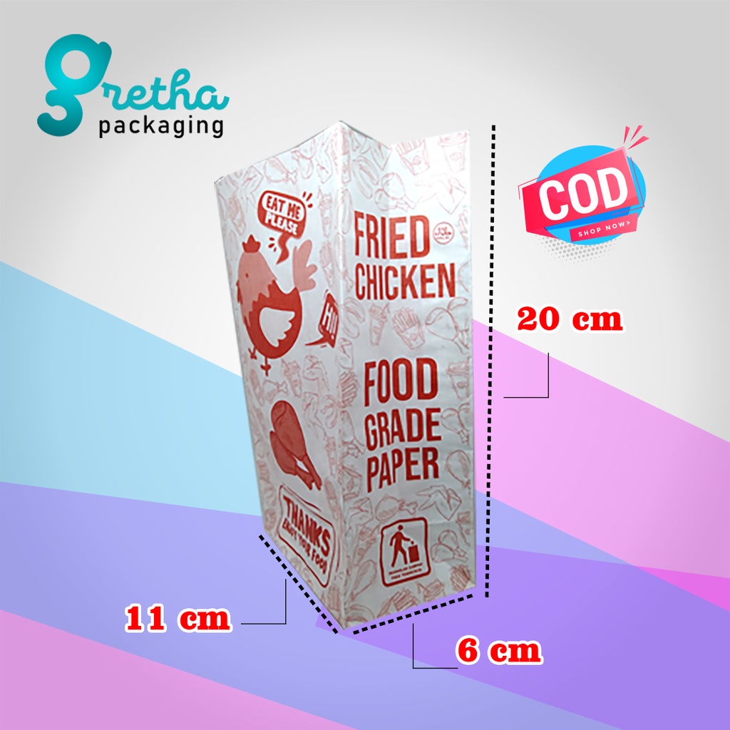 Jual bungkus kantong fried chicken, paper bag fried chicken Shopee
