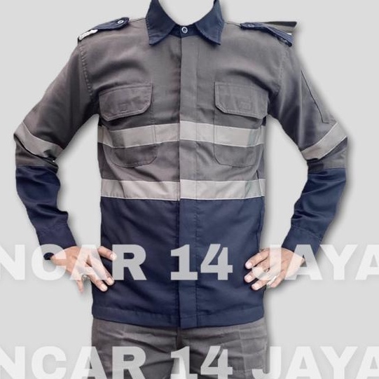 AGEN Seragam safety Baju Safety Lengan Panjang Katelpak Wearpack Atasan Safety Kombinasi 2 Warna Kemeja two tone