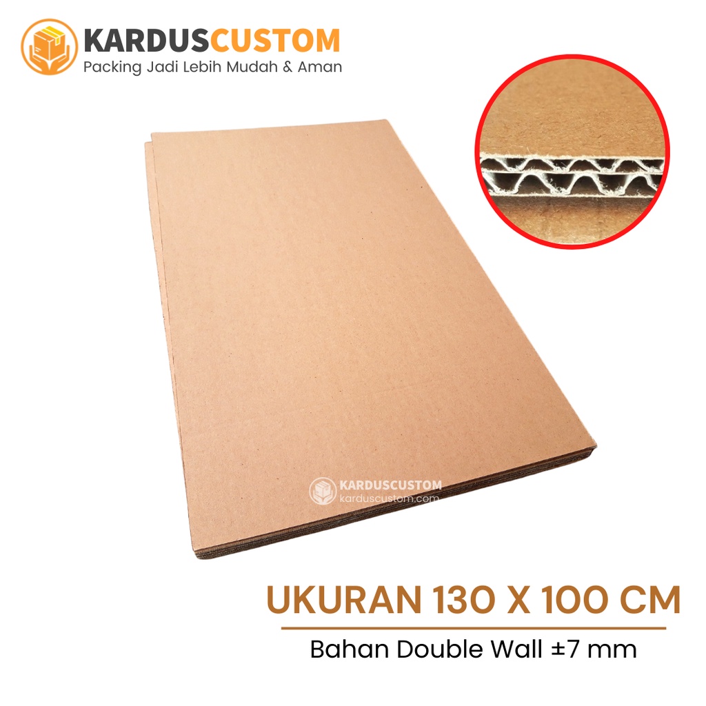 

Kardus Lembaran 130x100 cm Double Wall Custom Ukuran Karton Polos Packing Bahan