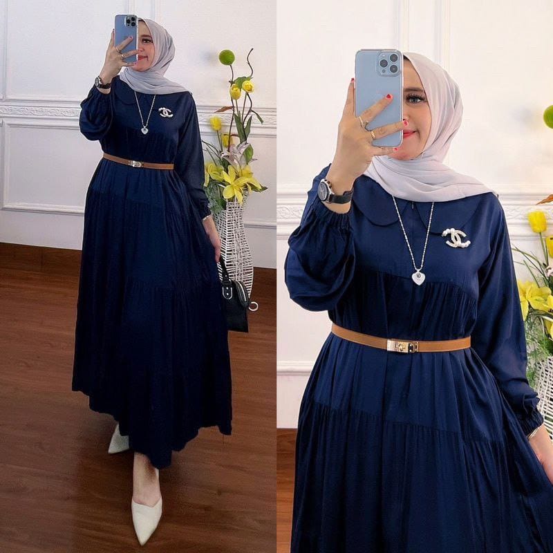 [ free bross &amp; free belt ] MARSYA DRESS BAHAN RAYON PREMIUM LEMBUT || A1 -Gamis wanita terbaru 2021 murah -Gamis wanita terbaru