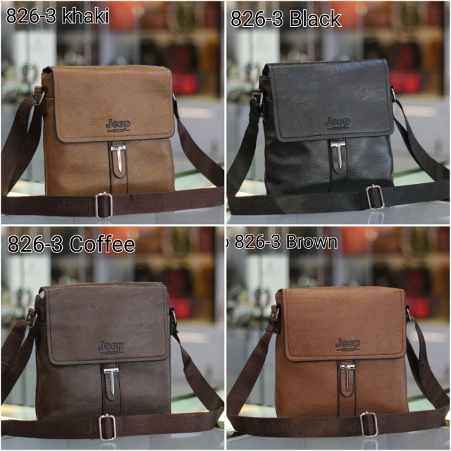 Tas selempang cowok kulit JEEP 826-3# @cc