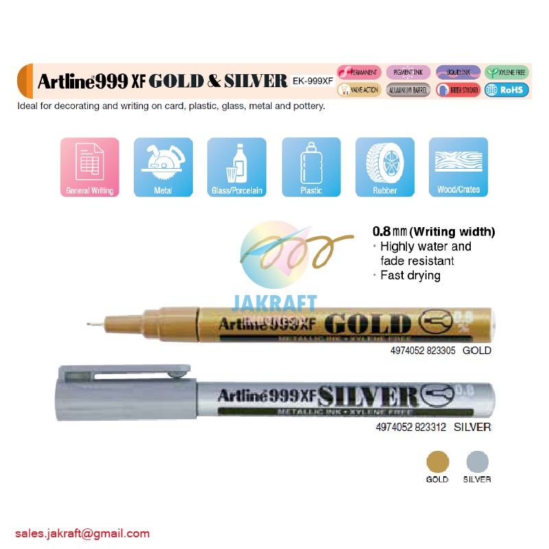 

(1 Pcs) Spidol Permanent ARTLINE Paint Marker EK-999XF Segala Permukaan 0.8 mm Anti Air