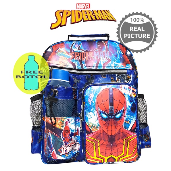 Tas Ransel anak Sekolah TK / SD karakter Spiderman free botol // Tas ransel Spiderman