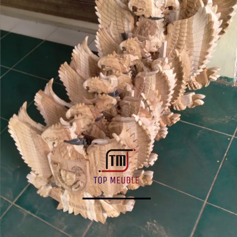 Lambang garuda kayu jati mentah/finishing