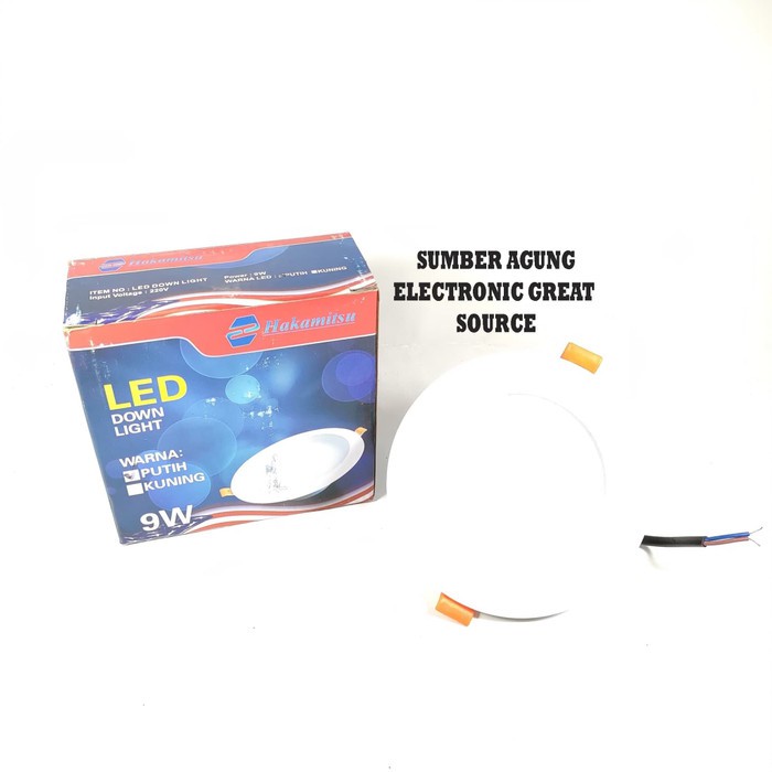 LED Downlight Panel Cahaya Putih 9W Bulat Tanam 4inch Merk Hakamitsu M