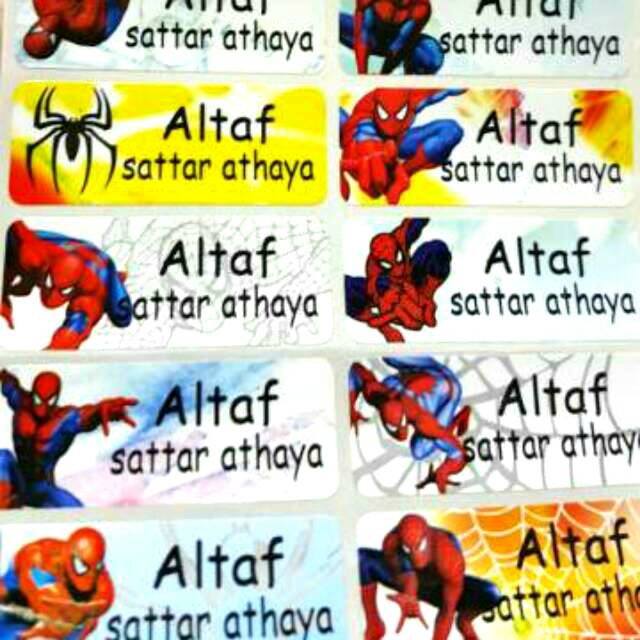 

Label nama anti air stiker waterproof Spiderman