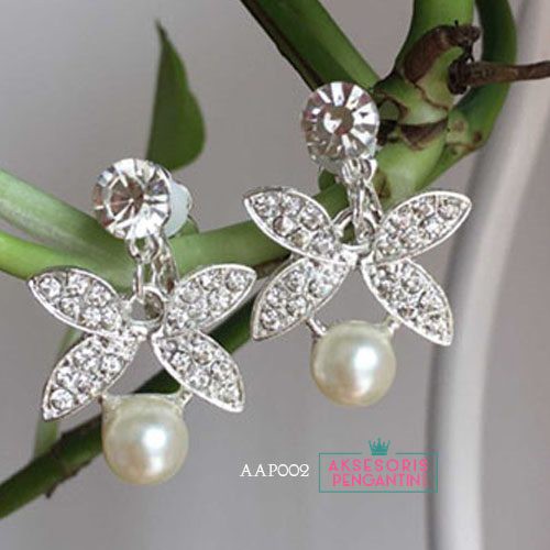 [BISA COD] ANTING PENGANTIN WANITA AKSESORIS WEDDING BRIDAL CRYSTAL AAP002