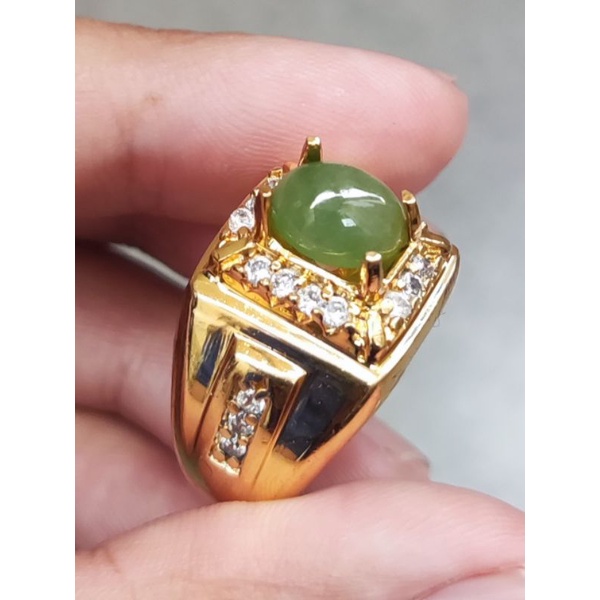 cincin pria green safir safir hijau asli