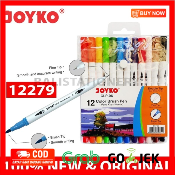 

(BISA COD) JOYKO DUAL BRUSH PEN 12 Color (CLIP-06)