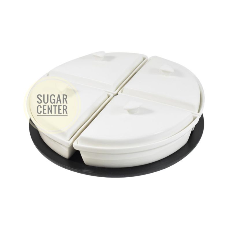 Krishome Wadah Saji 4 Kompartemen Dengan Stand/Wadah Saji Keramik Berkualitas/Wadah Saji 4 Kompartem