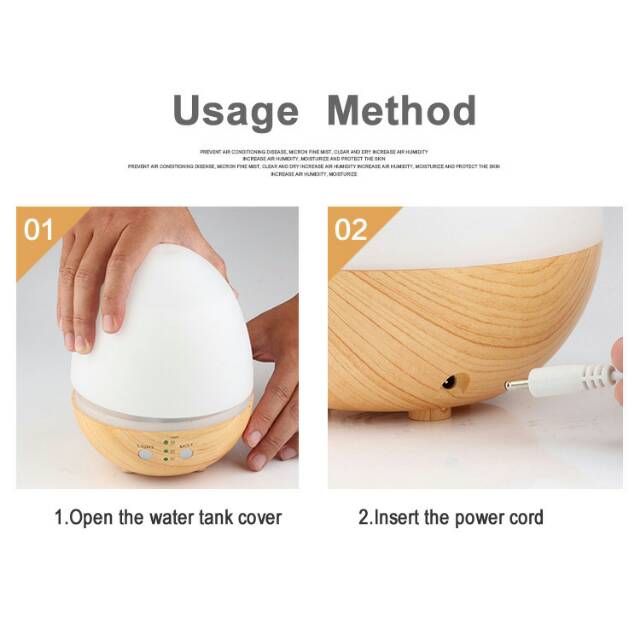 Aromatherapy Air Humidifier Oil Diffuser Egg Shape 235ml - H25 - White