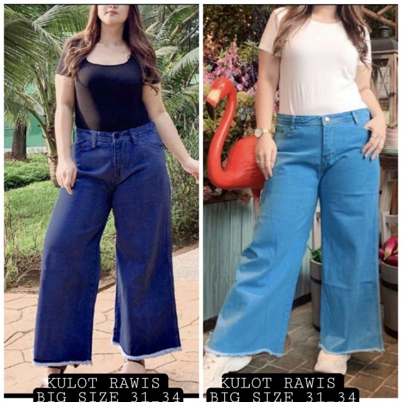 MAGCUN STORE - Celana Highwaist Kulot Jeans Wanita - Boyfriend Kulot Jeans Rawis Jumbo 31-34 Jeans Rawis