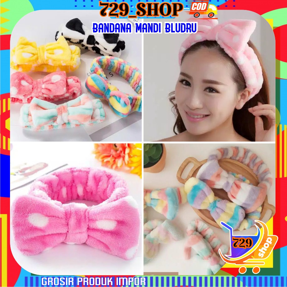 Bandana Mandi Pita Lembut Lucu / Bandana Facial / Bando Mandi / Headband Korea Import Best Seller