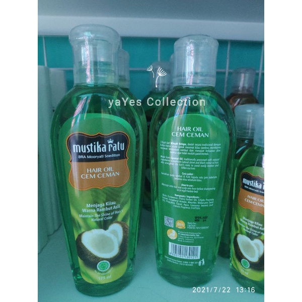 Hair Oil Cem ceman cemceman Mustika Ratu 175 ml 75 menjaga rambut asli minyak kelapa coconut oil