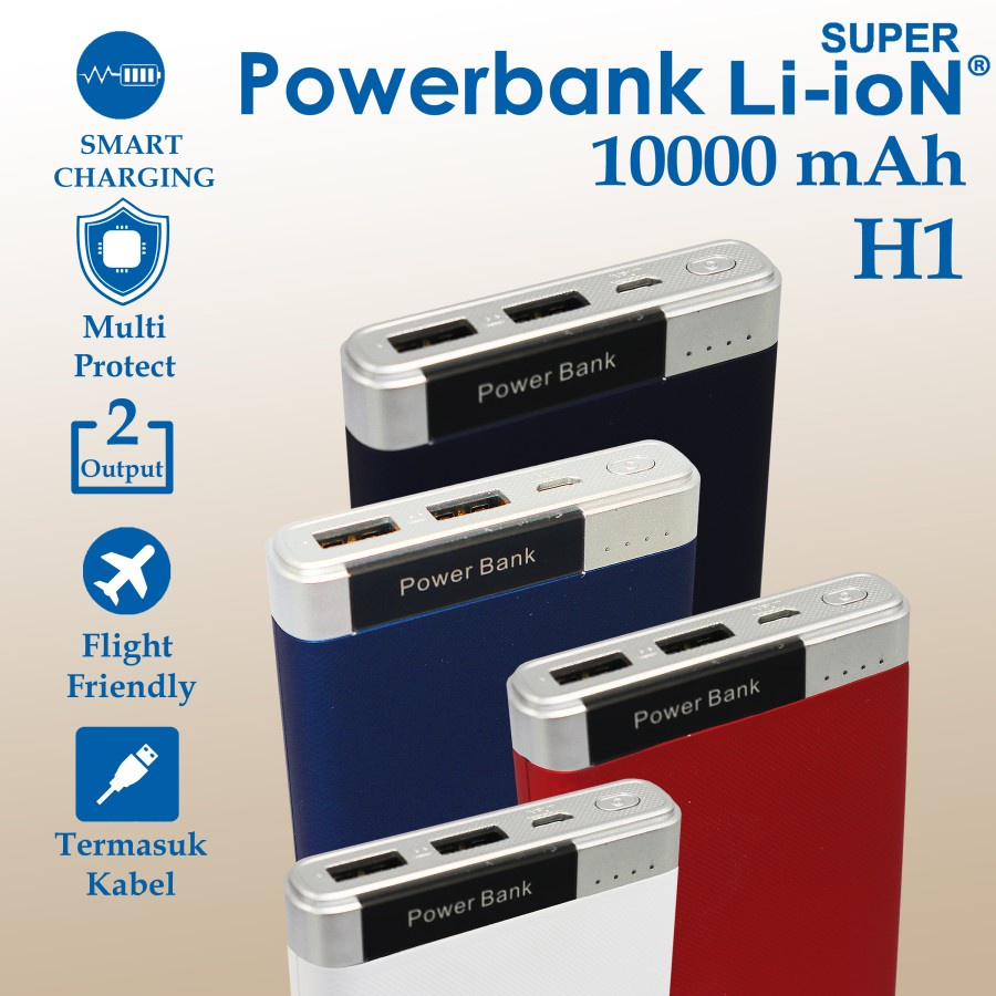 Super Li-ioN Powerbank H1 10000 mAh / Powerbank 10000 murah hp xiaomi