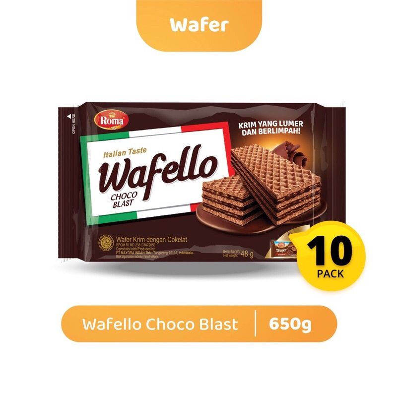 

wafello Wafer Italia Coklat 10pcs @43g