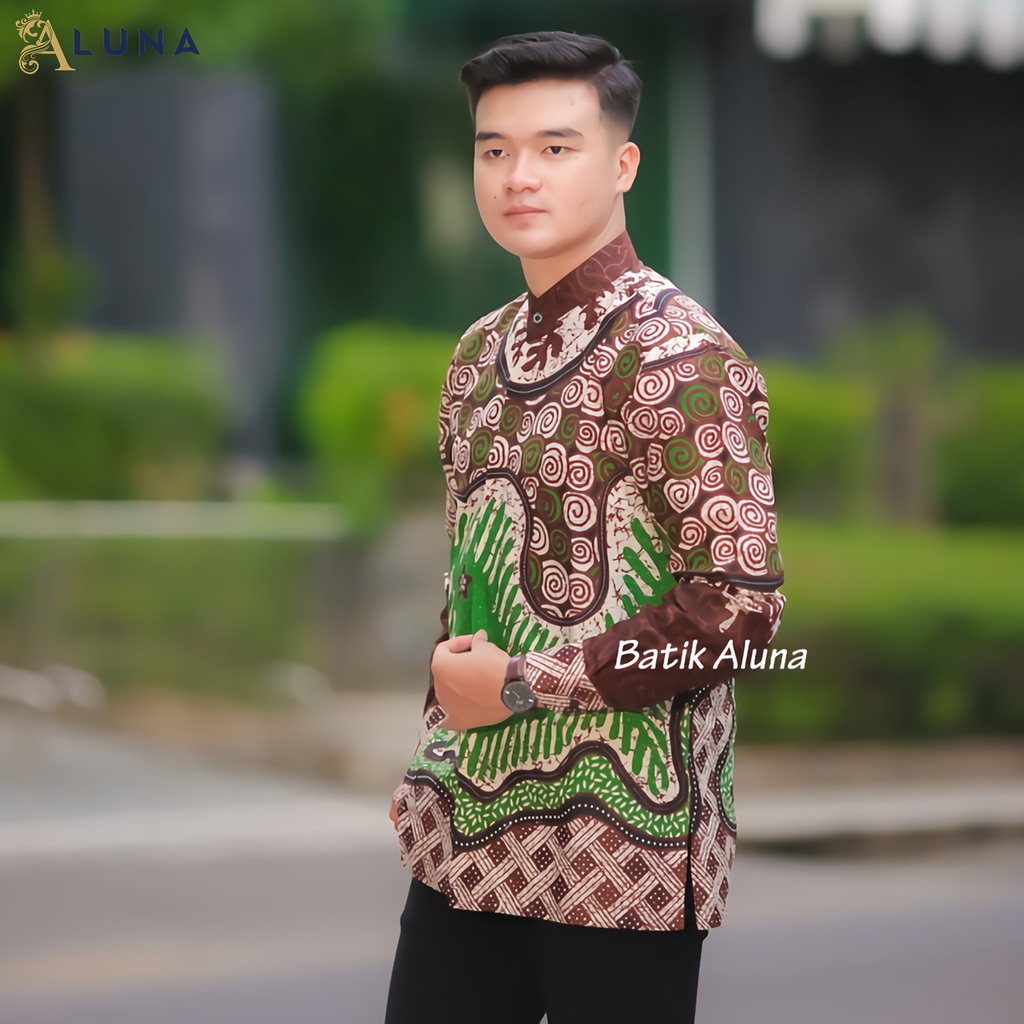 Baju Koko Kurta Pakistan Pria Dewasa Motif Batik Aluna Baju Muslim Lengan Panjang Terbaru Good Quality Katun Premium MBA 006