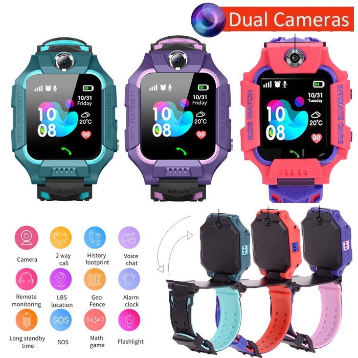 ASLI BISA COD, SMARTWATCH DUAL CAMERA TERBARU WATERPROOF HIJAU UNGU MERAH, PROMO JAM TANGAN HP ANAK 