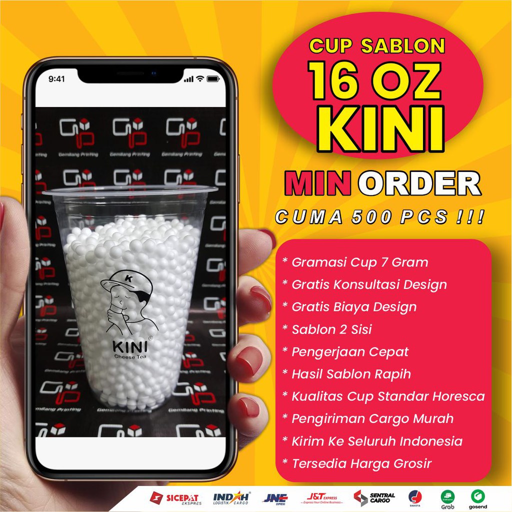 cup sablon 16 oz datar kini cheese tea