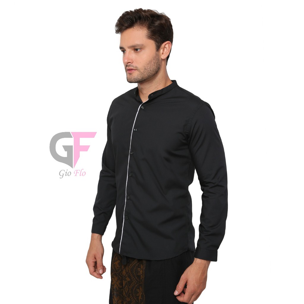 GIOFLO Baju Muslimin Pria Kemeja Koko Modis Panjang Hitam / KMP 07