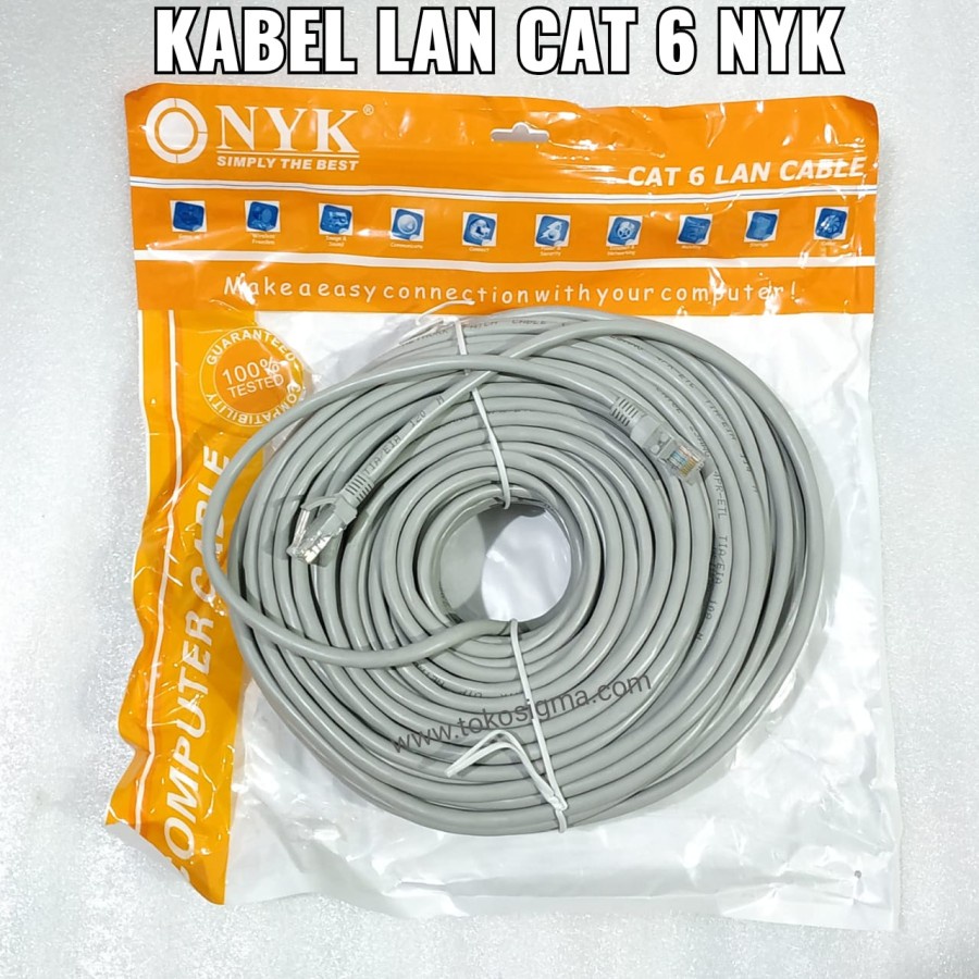 KABEL LAN RJ45 INTERNET NETWORK PATCH CORD CAT 6 UTP RJ-45 60M NYK ORI