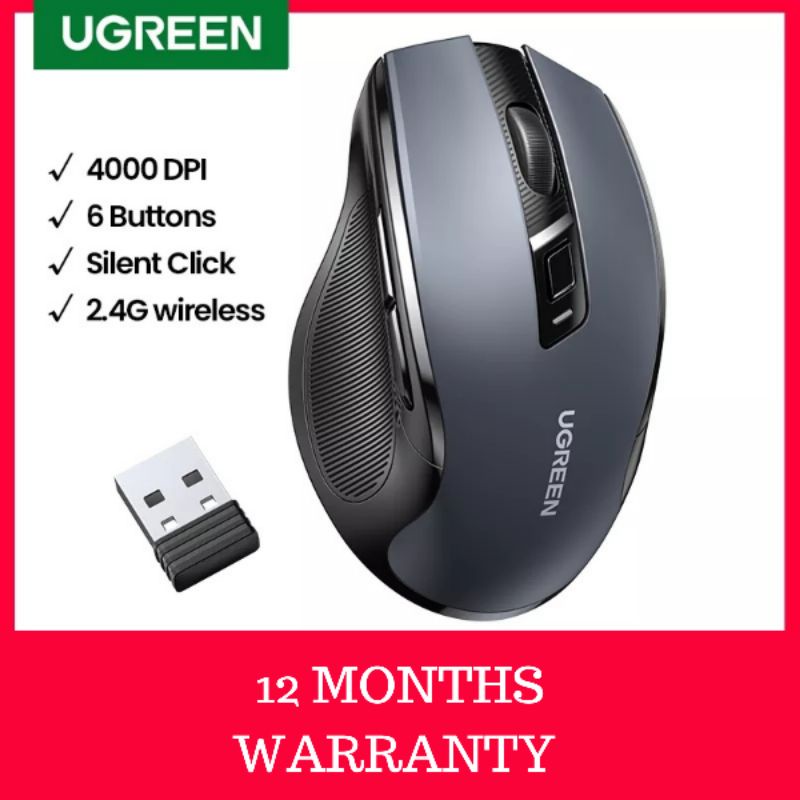 UGREEN Wireless Mouse 6 Silent Button 4000DPi RECEIVER 2,4GHz ORIGNAL