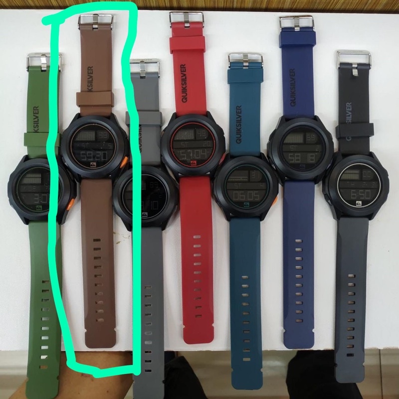JAM TANGAN PRIA KEREN TERBARU 2021 ANTI AIR QUIKSILVER DRONE DIGITAL RUBBER QS-DRONE-T2 Tali Coklat