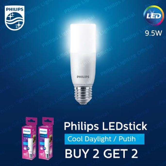 Gaya Philips Led Stick Paket Hemat 4Pcs Lampu 9.5Watt 9.5W E27 6500K Putih Promo