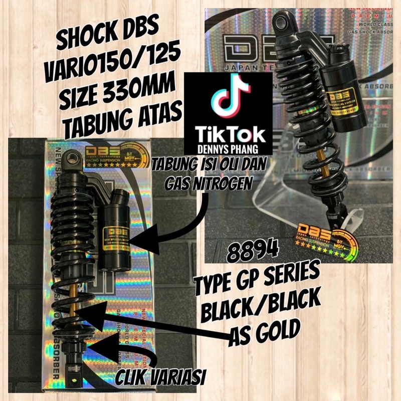 Shock DBS 8894 GP Series As Gold Full Black Matic Singel Shock 310mm 330mm Shockbreaker Matic Tabung Mio Beat Click125 Vario125 FOURSIX_46