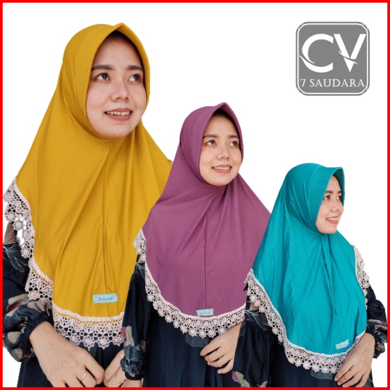 Jilbab Bergo Syari Hijab Instan Kerudung Daily Premium Khimar Casual Bahan Kaos Pet Jersey Renda Bor