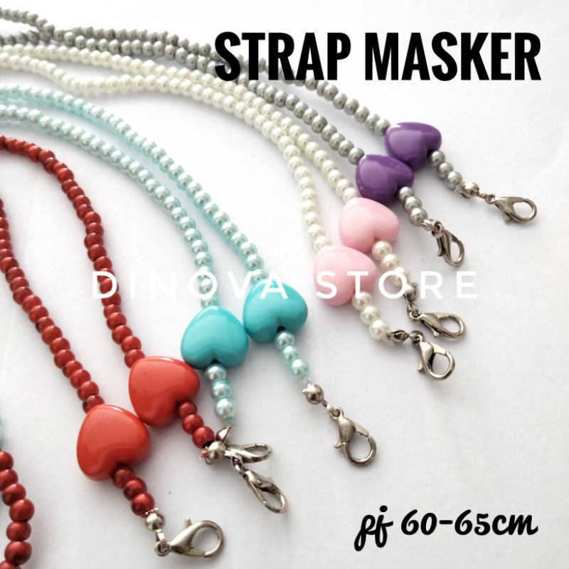 Strap masker mutiara love/kalung masker/lanyard masker